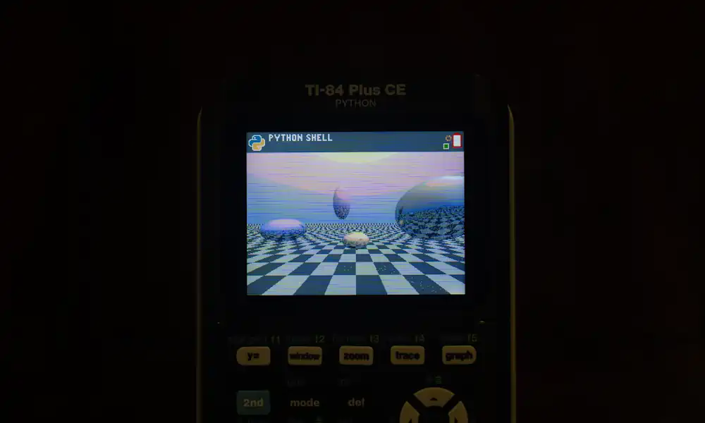 a raytracer written in python by hand on my friend's ti-84 calculator